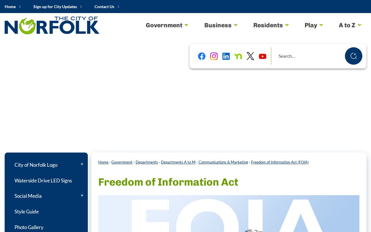 Norfolk City arrest records Public Safety FOIA request route
