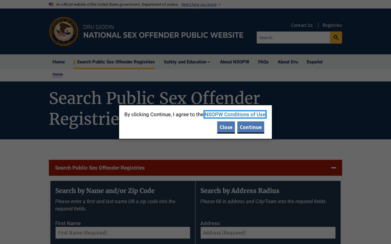 NSOPW nationwide fallback for a Norfolk City sex offender search